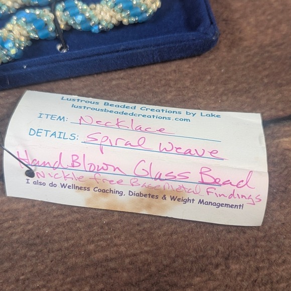 Camrose & Kross Beaded Necklace‎ Hand Blown Glass Bead Spiral Weave - Picture 5 of 7